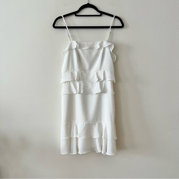 Parker Kristie Pearl White Ruffle Mini Dress - Picture 2 of 9